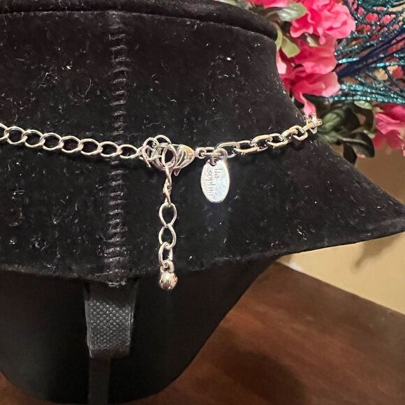 Lia Sophia Multi-Color Stone Gem Enamel Pendant Necklace Choker Silvertone - Picture 2 of 2